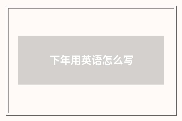 下年用英语怎么写