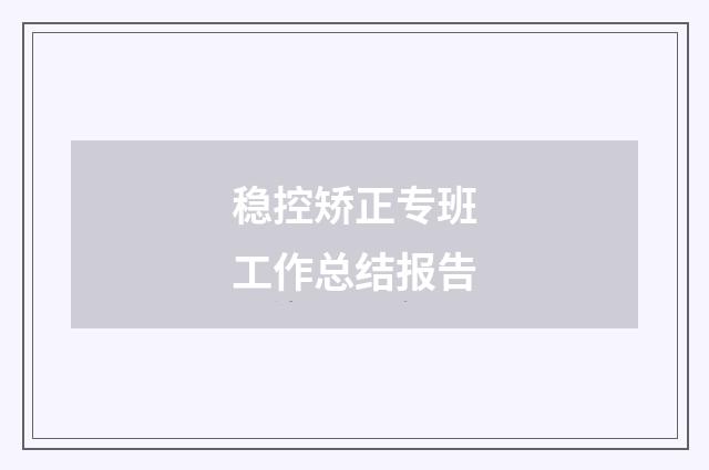 稳控矫正专班工作总结报告