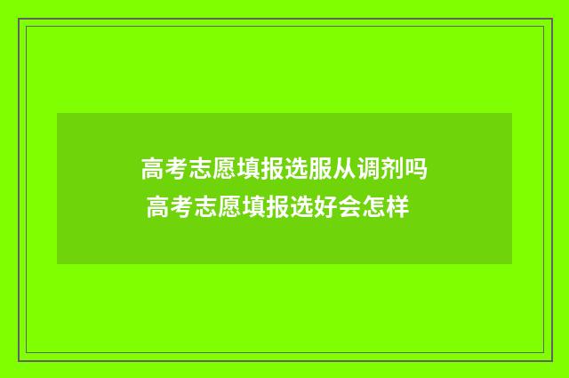 高考志愿填报选服从调剂吗 高考志愿填报选好会怎样