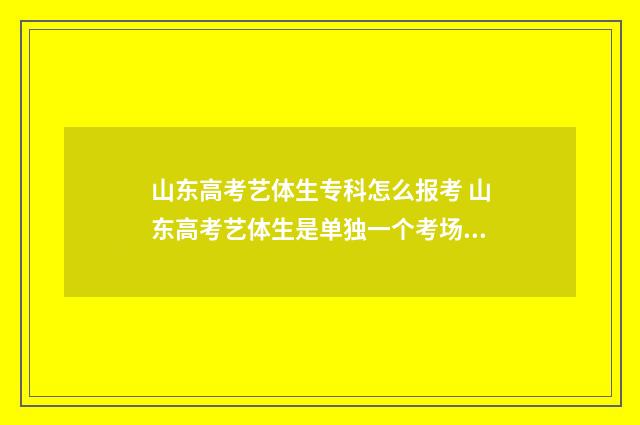 山东高考艺体生专科怎么报考 山东高考艺体生是单独一个考场吗2024