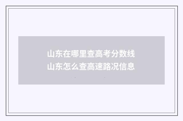 山东在哪里查高考分数线 山东怎么查高速路况信息