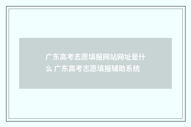广东高考志愿填报网站网址是什么 广东高考志愿填报辅助系统