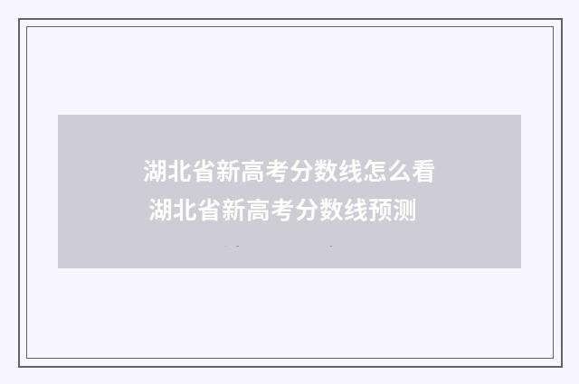 湖北省新高考分数线怎么看 湖北省新高考分数线预测