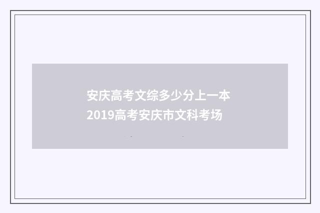 安庆高考文综多少分上一本 2019高考安庆市文科考场
