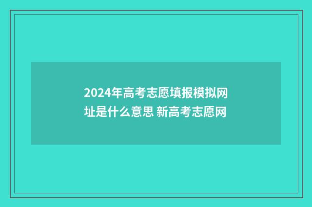 2024年高考志愿填报模拟网址是什么意思 新高考志愿网