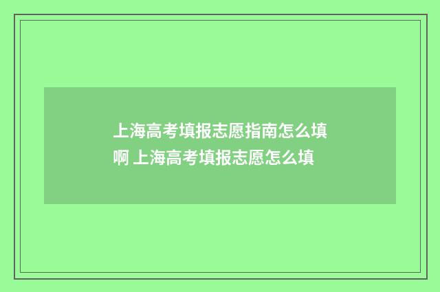 上海高考填报志愿指南怎么填啊 上海高考填报志愿怎么填