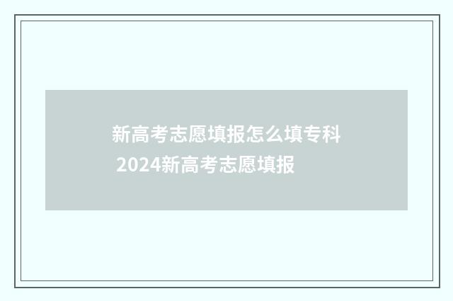 新高考志愿填报怎么填专科 2024新高考志愿填报