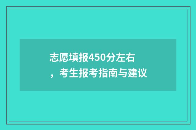 志愿填报450分左右,考生报考指南与建议