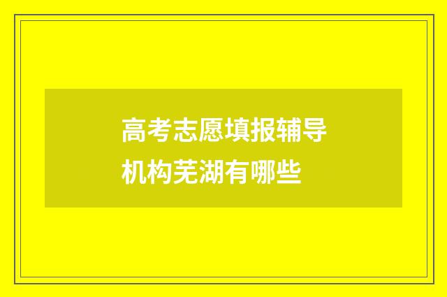 高考志愿填报辅导机构芜湖有哪些