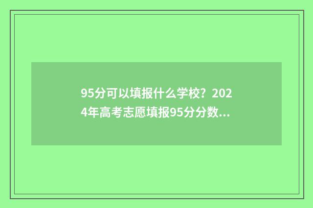 95分可以填报什么学校？2024年高考志愿填报95分分数段报考院校表 95分是