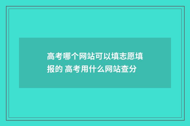 高考哪个网站可以填志愿填报的 高考用什么网站查分