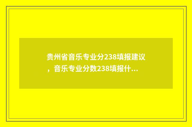 贵州省音乐专业分238填报建议,音乐专业分数238填报什么大学 贵州省音乐专业本科大学排名