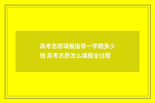 高考志愿填报指导一学期多少钱 高考志愿怎么填报全过程