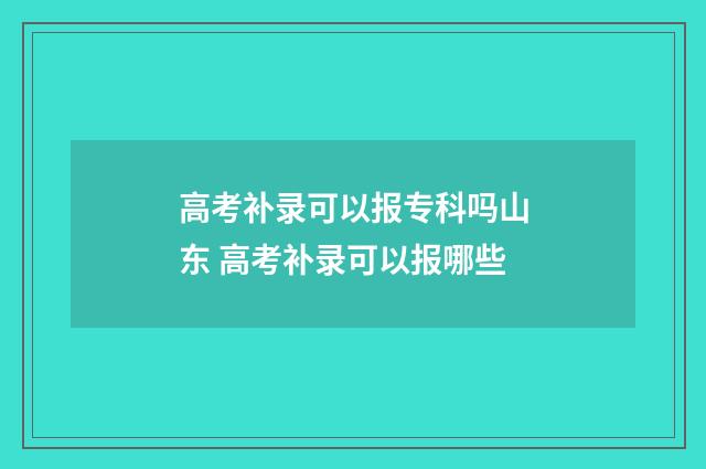 高考补录可以报专科吗山东 高考补录可以报哪些