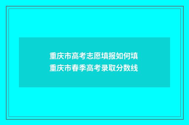 重庆市高考志愿填报如何填 重庆市春季高考录取分数线