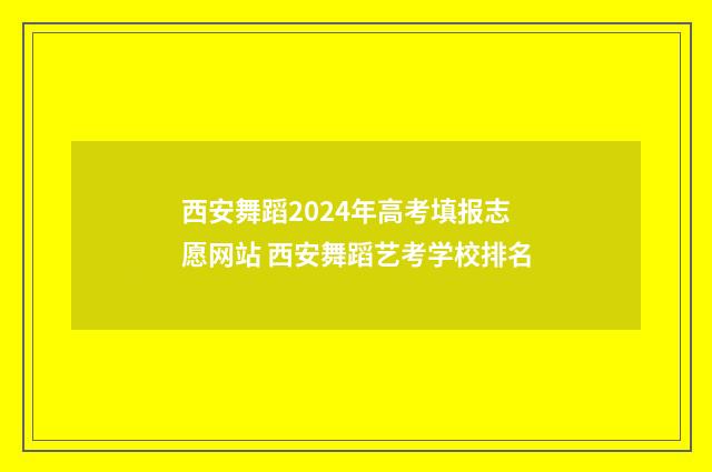西安舞蹈2024年高考填报志愿网站 西安舞蹈艺考学校排名