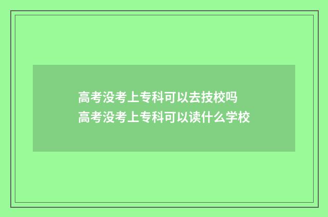 高考没考上专科可以去技校吗 高考没考上专科可以读什么学校