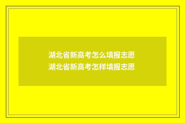 湖北省新高考怎么填报志愿 湖北省新高考怎样填报志愿
