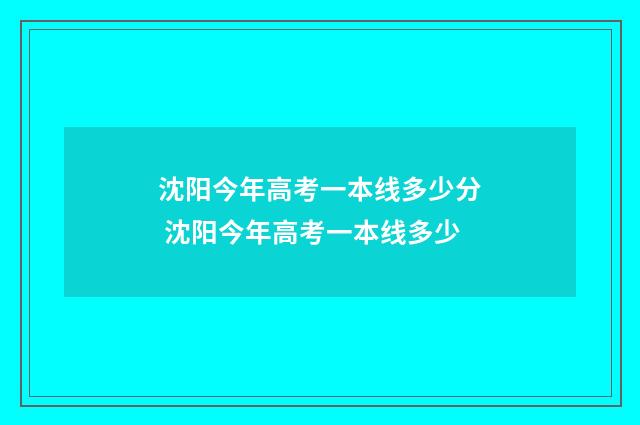 沈阳今年高考一本线多少分 沈阳今年高考一本线多少