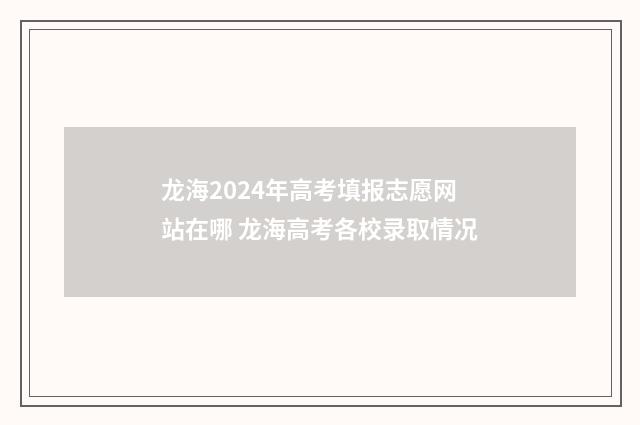 龙海2024年高考填报志愿网站在哪 龙海高考各校录取情况
