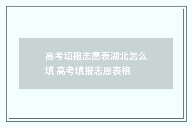 高考填报志愿表湖北怎么填 高考填报志愿表格