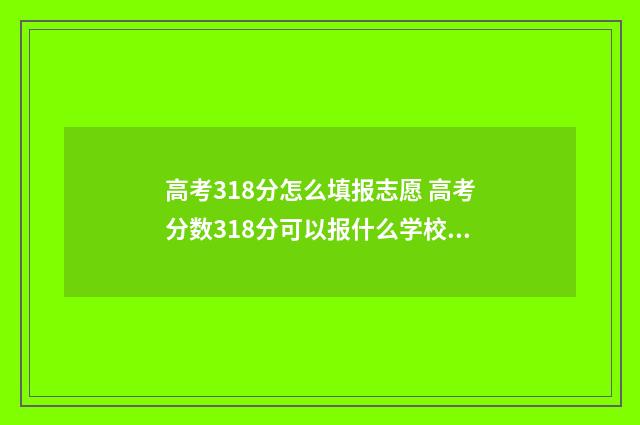 高考318分怎么填报志愿 高考分数318分可以报什么学校?