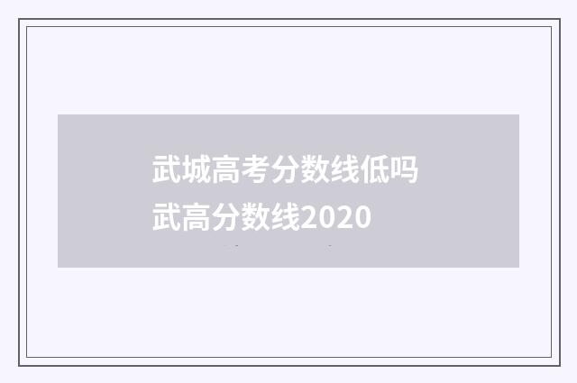 武城高考分数线低吗 武高分数线2020