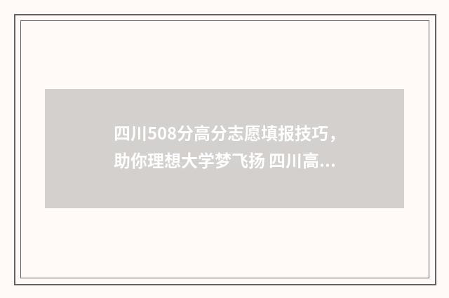 四川508分高分志愿填报技巧，助你理想大学梦飞扬 四川高考505分