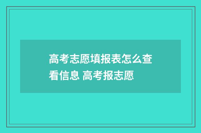 高考志愿填报表怎么查看信息 高考报志愿