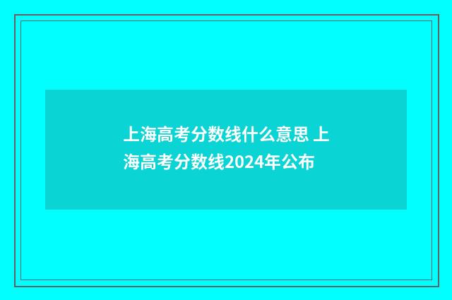 上海高考分数线什么意思 上海高考分数线2024年公布
