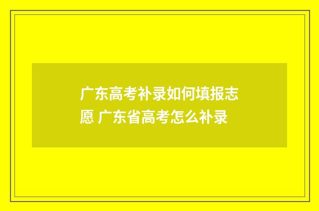 广东高考补录如何填报志愿 广东省高考怎么补录