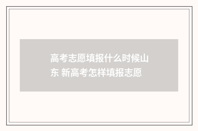 高考志愿填报什么时候山东 新高考怎样填报志愿