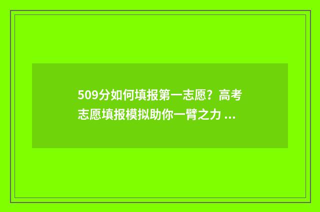 509分如何填报第一志愿？高考志愿填报模拟助你一臂之力 509分如何填报第二个学校