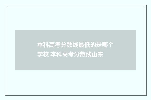 本科高考分数线最低的是哪个学校 本科高考分数线山东