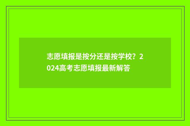 志愿填报是按分还是按学校?2024高考志愿填报最新解答