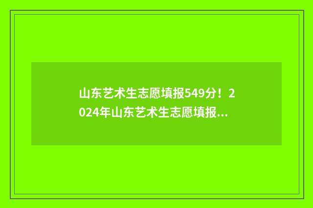 山东艺术生志愿填报549分！2024年山东艺术生志愿填报指南 山东艺术生志愿填报时间安排