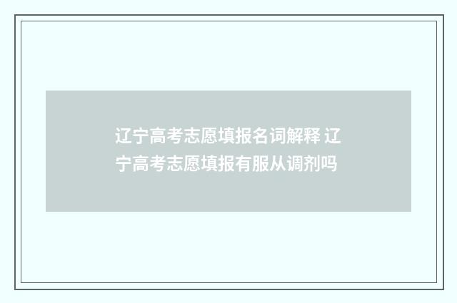 辽宁高考志愿填报名词解释 辽宁高考志愿填报有服从调剂吗