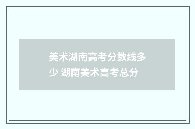 美术湖南高考分数线多少 湖南美术高考总分