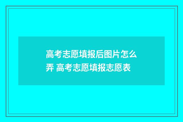 高考志愿填报后图片怎么弄 高考志愿填报志愿表