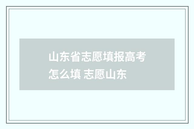 山东省志愿填报高考怎么填 志愿山东