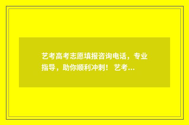 艺考高考志愿填报咨询电话,专业指导,助你顺利冲刺! 艺考高考志愿填报软件