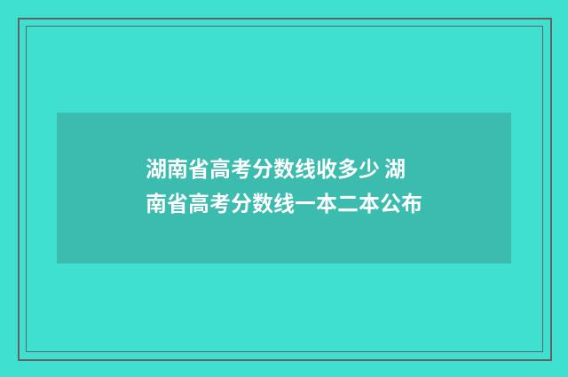 湖南省高考分数线收多少 湖南省高考分数线一本二本公布