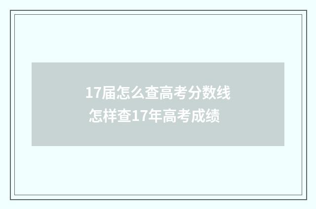 17届怎么查高考分数线 怎样查17年高考成绩
