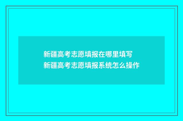 新疆高考志愿填报在哪里填写 新疆高考志愿填报系统怎么操作