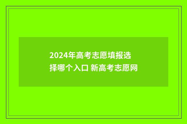 2024年高考志愿填报选择哪个入口 新高考志愿网