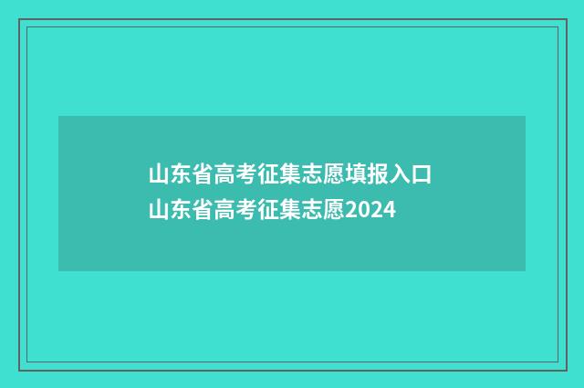 山东省高考征集志愿填报入口 山东省高考征集志愿2024