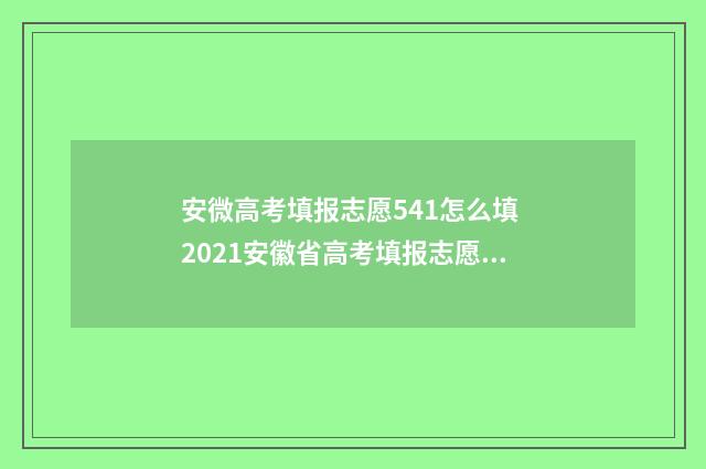 安微高考填报志愿541怎么填 2021安徽省高考填报志愿指南