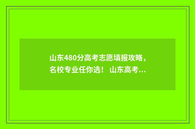 山东480分高考志愿填报攻略,名校专业任你选! 山东高考分数线2021年480分能考什么学校?