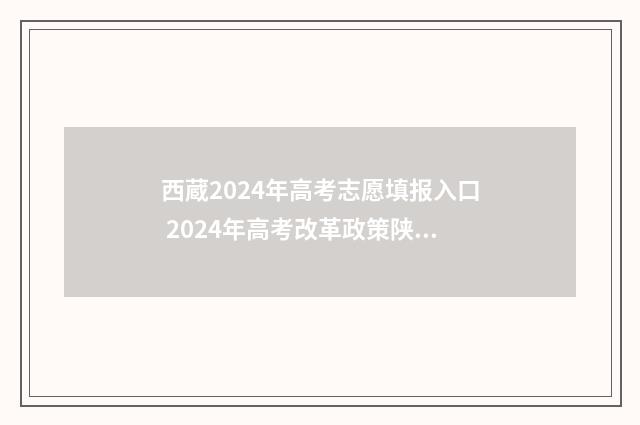 西蔵2024年高考志愿填报入口 2024年高考改革政策陕西