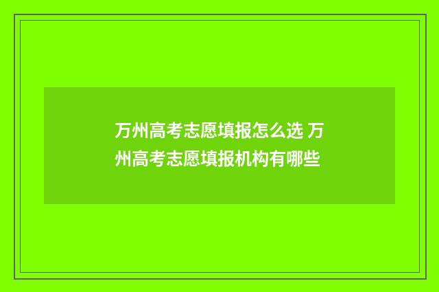 万州高考志愿填报怎么选 万州高考志愿填报机构有哪些